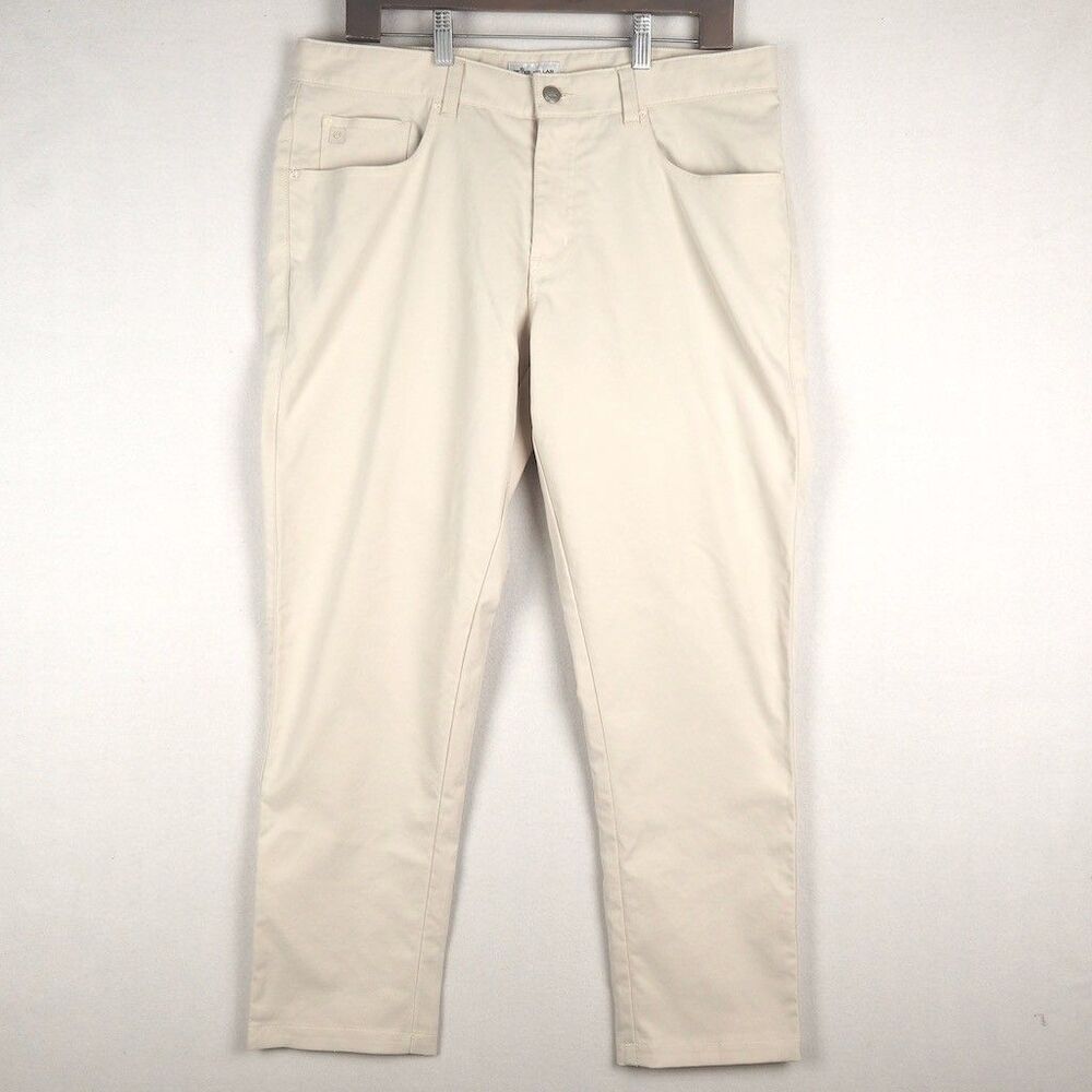 Peter Millar eb66 Performance Five-Pocket Pants Mens 34 x 27 Stone NWOT ALTERED